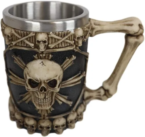 Vista 4 de Ebros Gift Gran taza de café con diseño de ron pirata pirata y huesos cruzados, diseño de calavera y cráneo, jarra, jarra, taza de café de 20 onzas