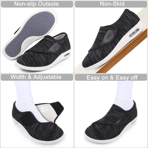 Vista 4 de Elitechoice Zapatos para diabéticos para hombres zapatos para diabéticos de ancho ancho con cierre ajustable ligeros transpirables pies hinchados