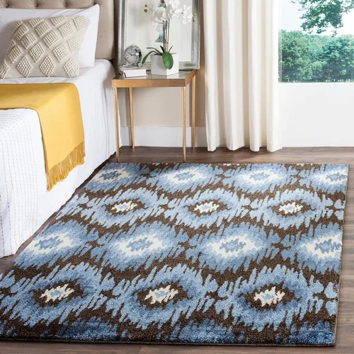 Vista 8 de SAFAVIEH Retro Collection - Alfombra decorativa de 3 x 5 pies, marrón oscuro y azul, diseño abstracto moderno, no desprende pelusa y de fácil