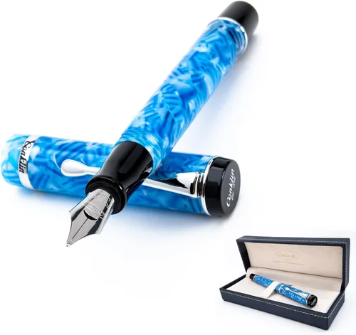 Vista 26 de Conklin Duragraph Pluma estilográfica Abalone Nights - Punta mediana, elegante instrumento de escritura con exquisito acabado de abulón