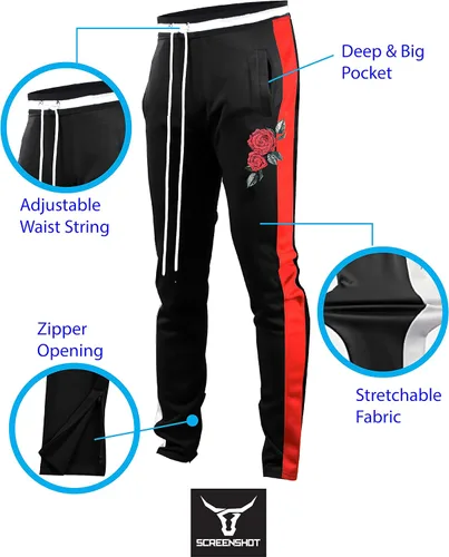 Vista 4 de Screenshot - Pantalones deportivos con cinta lateral estilo Hip Hop, ajuste ceñido, para hombre