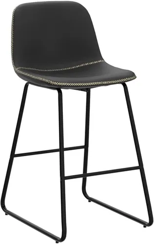Vista 4 de HeuGah Juego de 2 taburetes de bar de piel sintética, sillas de comedor con patas de metal y respaldo suave, fáciles de montar