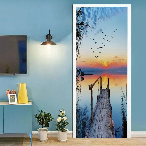 Vista 12 de Calcomanías 3D para puerta, murales para despegar y pegar, papel tapiz de caballo, calcomanías autoadhesivas extraíbles de PVC, impermeable, póster