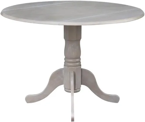 Vista 21 de IC International Concepts, Mesa de comedor redonda con pedestal de doble hoja de 42 pulgadas, madera maciza, madera de parawood real, 42 pulgadas