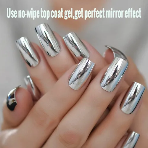 Vista 3 de Polvo de uñas cromado dorado y plateado – 4 tarros de sirena con purpurina efecto espejo brillante Aurora polvo para mujeres y niñas regalos