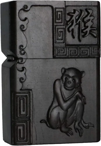 Vista 25 de Caja de carcasa de madera de ébano negro natural tallada para módulo Zippo (Serpiente Cobra)