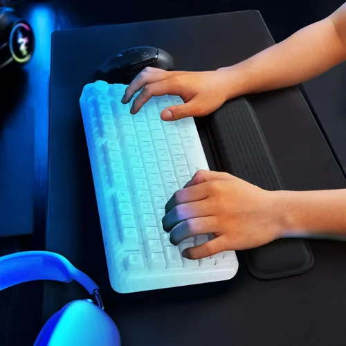 Vista 9 de MEKASS Reposamuñecas para teclado para teclado compacto del 60%, soporte ergonómico de espuma viscoelástica suave para muñeca con base