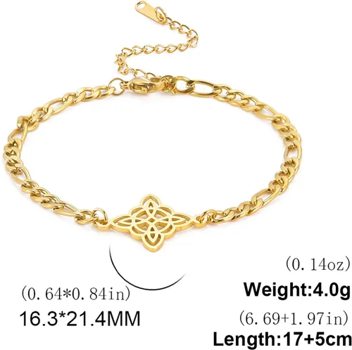 Vista 10 de Pulsera de nudo de bruja, nudo celta, símbolo de Wicca pagana, nudo mágico, pulsera de joyería de brujería, pulsera de acero inoxidable ajustable