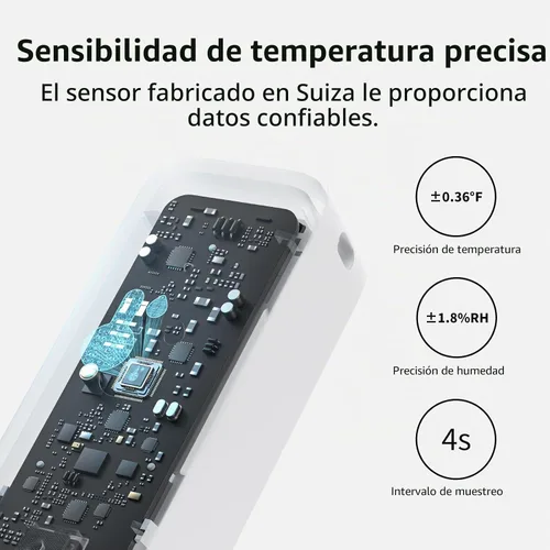 Vista 3 de SwitchBot IP65 Termómetro Higrómetro para interiores y exteriores inalámbrico Alcance Bluetooth de 394 pies, termómetro para refrigerador