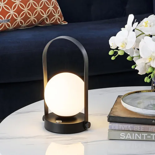 Vista 2 de SAFAVIEH Lighting Collection Meira - Lámpara de mesa LED recargable moderna negra