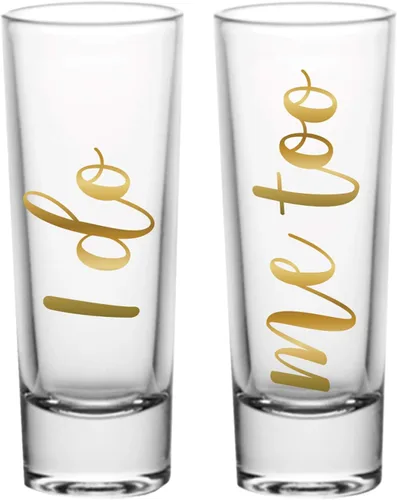 Vista 9 de Slant Collections Creative Brands - Juego de 2 vasos de chupito, 2 onzas, jefe/novio