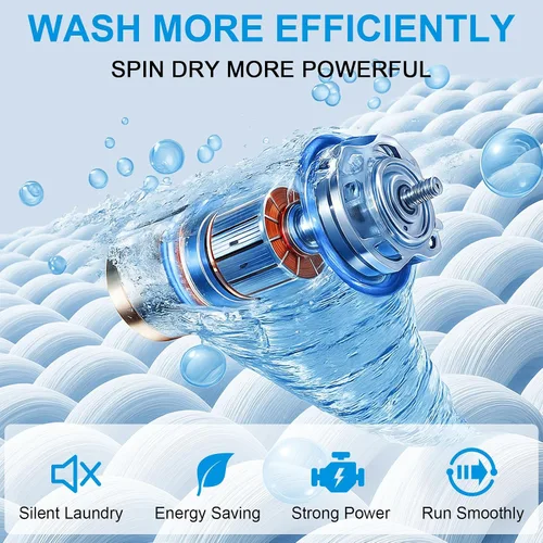 Vista 4 de Lavadora portátil de 17 libras, lavadora automática completa de 2.2 pies cúbicos Compact Laundry Machine with 10 Wash Programs, Washer and Spinner