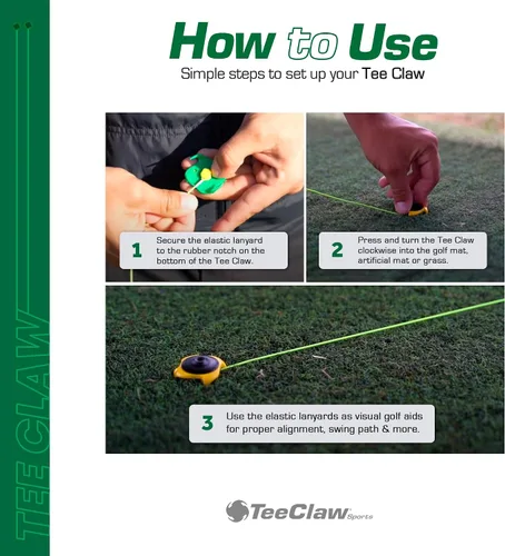 Vista 6 de Tee Claw - Paquete de 20 cordones para práctica de golf - Ayuda de entrenamiento multiusos, béisbol y otros deportes