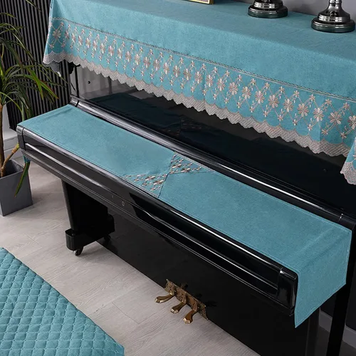 Vista 9 de QQXX Cubierta vertical para piano, cubierta superior de piano, cubierta de toalla/teclado de piano/cubierta de taburete, elegante cubierta de polvo