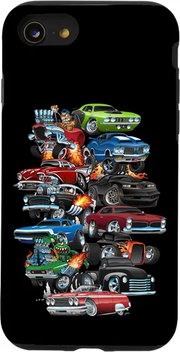 Vista 17 de Funda para iPhone 13 Hotrods, autos clásicos, coches musculosos y carros de carreras