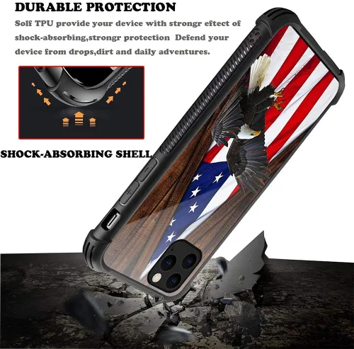 Vista 5 de DJSOK Funda para iPhone 11 Pro Max, diseño de patrón de lujo, a prueba de golpes, funda resistente a prueba de golpes, para hombre y mujer, bandera