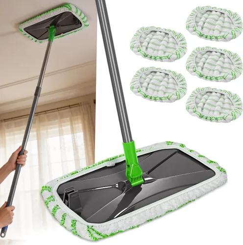 Vista 16 de Masthome Trapeador de microfibra extra grande para limpieza de pisos, trapeador plano de 16 pulgadas con 5 almohadillas para uso húmedo y seco, mopa
