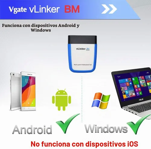 Vista 3 de Vgate vLinker BM OBD2 - Lector de código Bluetooth, herramienta de escaneo OBDII para Android y Windows, hecho para BimmerCode