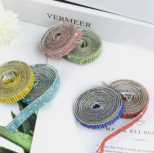 Vista 7 de 6 rollos de cinta de diamantes de imitación de cristal, rollo de cinta de diamante para manualidades, cinta de diamantes de imitación autoadhesiva