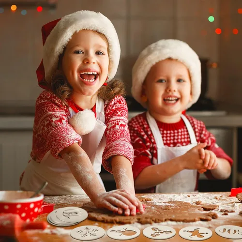 Vista 5 de Nuenen Juego de 12 piezas de prensa de galletas de Navidad, discos de prensa de galletas, plantillas de acero inoxidable, molde metálico