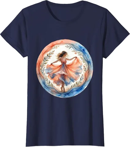 Vista 9 de Flowy Sundress Dancing in Ocean Breeze Design T-Shirt Purple