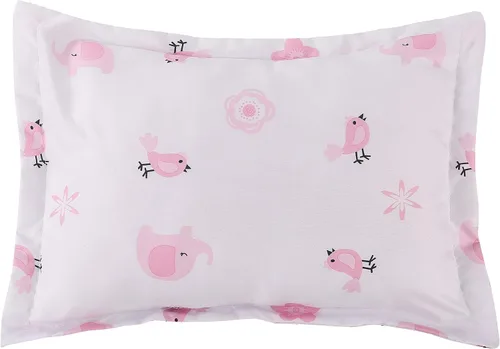 Vista 5 de Juego de ropa de cama de cuna de elefante floral de 4 piezas, elefante rosa, conjunto de ropa de cama para bebé niña