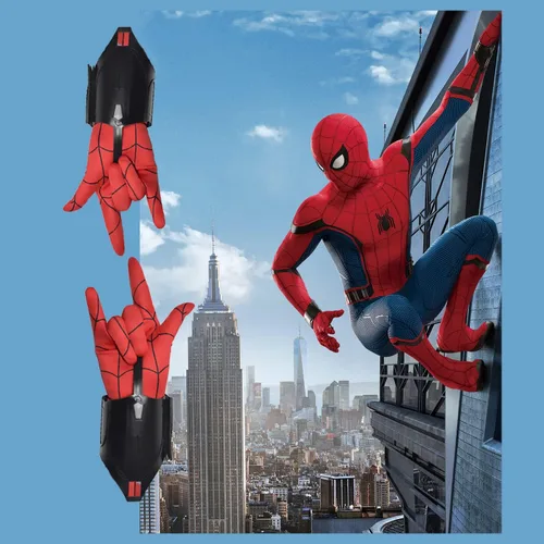Vista 5 de Spider-man Web Shooters para niños superhéroe Web Shooters Cosplay Launcher Bracers Toy incluye guantes
