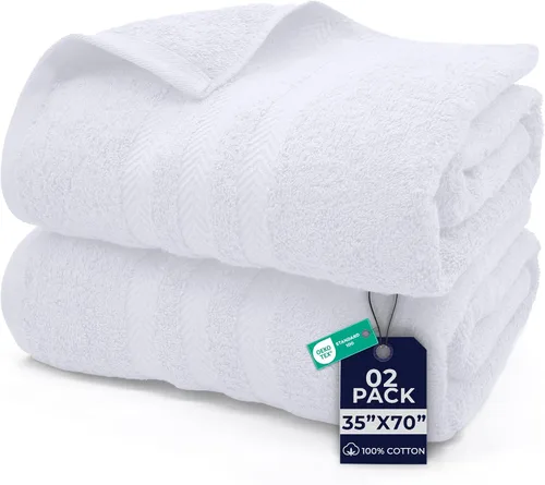 Vista 25 de DAN RIVER Paquete de 2 toallas de baño extra grandes de 35 x 70 pulgadas, toallas de baño grandes para adultos, juego de toallas de gran