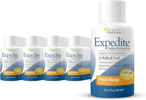 Vista 13 de Medtrition Expedite - Colágeno líquido, mango de melocotón, 2 onzas líquidas, paquete de 24, apoyo nutricional para recuperación de cirugía general