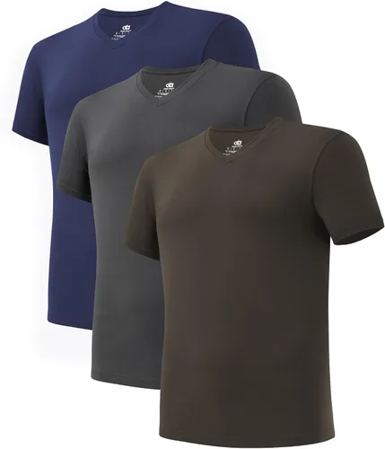 Vista 10 de DAVID ARCHY Camiseta interior de rayón de bambú con cuello en V que absorbe Paquete de 5 Negro - Cuello en V