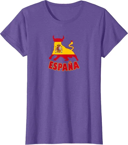 Vista 6 de Spain Espana with Bull and National Flag/Present T-Shirt Asphalt Grey