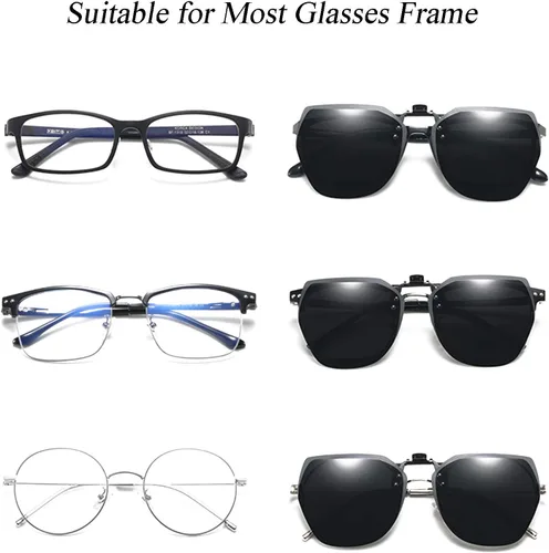 Vista 7 de Gafas de sol polarizadas extra grandes con clip, protección UV antirreflejos para gafas graduadas