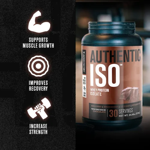 Vista 3 de Jacked Factory Auténtico polvo aislado de proteína de suero ISO, bajo en carbohidratos, proteína de construcción muscular sin OMG sin rellenos