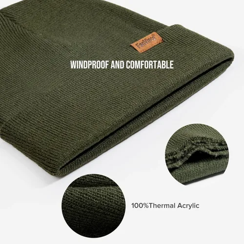 Vista 4 de FanVince Gorro térmico de invierno para hombre y mujer con puños gorro de punto de calavera regalos cálidos