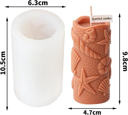 Vista 6 de Molde de Vela de Concha Molde de Cilindro de Concha Molde de Pez de Silicona Onda Espiral para Velas - Moldes de Fundición de Resina de Silicona