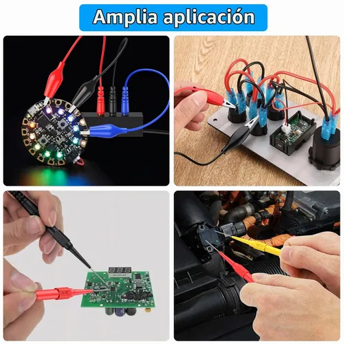 Vista 5 de CAMWAY 25 cables de prueba de sonda trasera, 15 pines de sonda trasera y 5 clavijas de plátano a clip de cocodrilo, 5 clips de cocodrilo