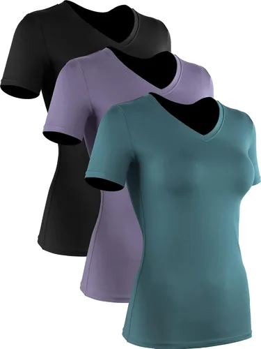 Vista 7 de CADMUS - Camisetas de compresión para mujer, paquete de 3/4/5 unidades, para correr, atléticas, de manga corta, para entrenamiento, yoga, gimnasio