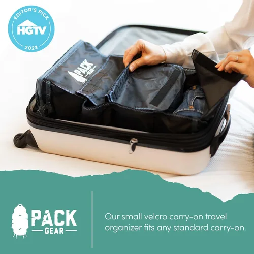 Vista 6 de Pack Gear Organizador colgante de maleta, cubos de embalaje plegables esenciales de viaje, paquete grande o equipaje de mano, organizador de estante