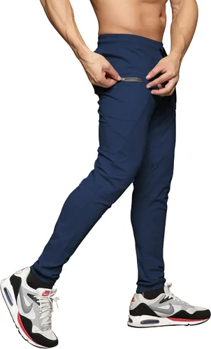 Vista 6 de MAIKANONG Pantalones deportivos ajustados para hombre, pantalones de entrenamiento para gimnasio, correr, atletismo, casual