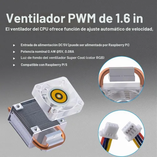 Vista 8 de GeeekPi Enfriador de torre ICE para Raspberry Pi 5, con disipador de calor de aluminio y ventilador de refrigeración