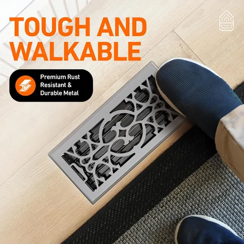 Vista 6 de Cubiertas de ventilación de piso 2X10 con trampa de malla, registro de piso con calor y aire, ventilación de piso metálica transitable para conducto