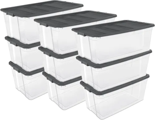 Vista 19 de Sterilite - Caja apilable modular con tapa de cierre, 16 cuartos de galón, paquete de 6 Contenedores de almacenamiento de plástico transparente