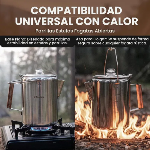Vista 5 de KingCamp Cafetera Percolator,Acero inoxidable 304,Gran capacidad,12 tazas