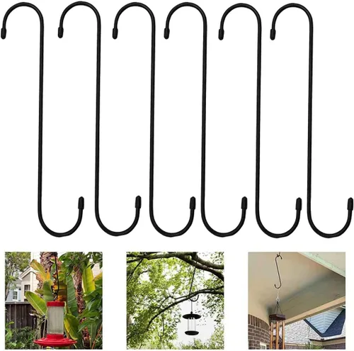 Vista 8 de Lchkrep Paquete de 6 ganchos para plantas de 10 pulgadas, color negro, ganchos grandes para plantas, cestas colgantes, flores, pérgola, jardín