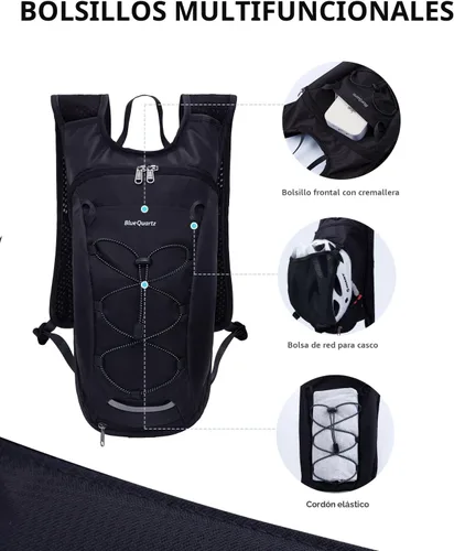 Vista 2 de Blue Quartz Mochila de hidratación con bolsa de agua de 2 L, mochila de agua de senderismo para mujeres y hombres, mochila ligera de ciclismo
