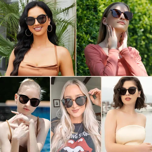 Vista 2 de Dollger Gafas de sol redondas polarizadas con diseño de ojo de gato para mujeres y hombres
