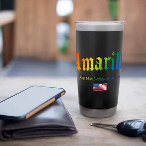 Vista 7 de Amarillo Gothic Design Lgbtqai+ rainbow Version Stainless Steel Insulated Tumbler