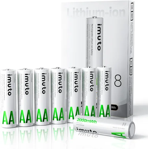 Vista 13 de imuto Cargador de batería AA recargable, cargador inteligente AA compatible con batería recargable de litio y NiMH, carga independiente de 8