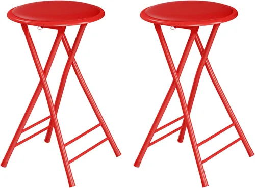 Vista 19 de Lavish Home Taburete plegable con asiento acolchado sin espalda, juego de 2