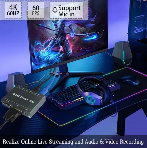 Vista 5 de Tarjeta de captura HDMI 4K DVI/VGA a USB 3.0 Tarjeta de captura Full HD 1080P 60FPS Plug & Play, no necesita controlador Tarjeta de captura de video